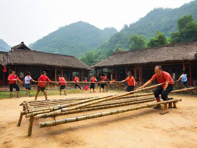 九游体育网站_ 乡村特色竹竿挤拔河，传承传统民俗运动，拔竹竿神器